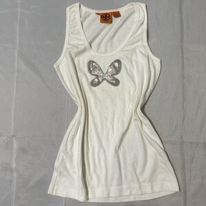 TORY BURCH BUTTERFLY BOW GRAPHIC CAMI TOP